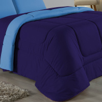 Edredom Dupla Face King Size 100% Algodão Em Malha Fio 30/1 - Azul Turquesa Com Roxo
