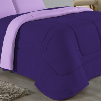 Edredom Dupla Face King Size 100% Algodão Em Malha Fio 30/1 - Lilás Com Roxo