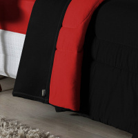 Edredom Dupla Face King Size 100% Algodão Em Malha Fio 30/1 - Vermelho Com Preto