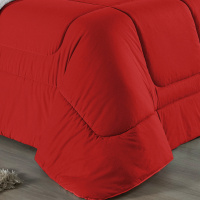 Edredom Dupla Face Queen Size 100% Algodão Em Malha Fio 30/1 - Vermelho Com Branco