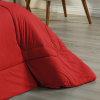 Edredom Dupla Face Queen Size 100% Algodão Em Malha Fio 30/1 - Vermelho Com Branco