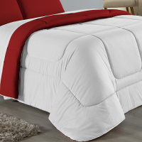 Edredom Dupla Face Queen Size 100% Algodão Em Malha Fio 30/1 - Vermelho Com Branco