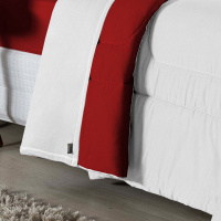 Edredom Dupla Face Queen Size 100% Algodão Em Malha Fio 30/1 - Vermelho Com Branco