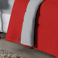 Edredom Dupla Face Queen Size 100% Algodão Em Malha Fio 30/1 - Vermelho Com Cinza