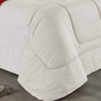 Edredom Dupla Face Queen Size 100% Algodão Em Malha Fio 30/1 - Vermelho Com Palha