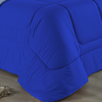 Edredom Queen 100% Algodão Em Malha Fio 30/1 Dupla Face Kit 04 Peças - Azul Claro Com Azul Royal