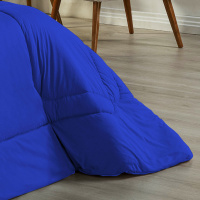 Edredom Queen 100% Algodão Em Malha Fio 30/1 Dupla Face Kit 04 Peças - Azul Claro Com Azul Royal