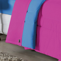 Edredom Queen 100% Algodão Em Malha Fio 30/1 Dupla Face Kit 05 Peças - Pink Com Azul Turquesa