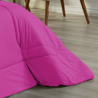 Edredom Queen 100% Algodão Em Malha Fio 30/1 Dupla Face Kit 05 Peças - Pink Com Azul Turquesa