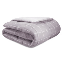 Edredom Solteiro Dupla Face Classic Estampado Tecido 160 fios - Grid Cinza
