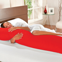 Fronha 100% Algodão Percal 150 Fios Com Zíper para Travesseiro De Corpo 1,60m x 45CM - Vermelho
