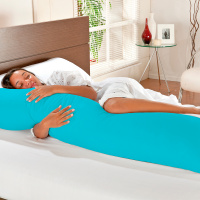 Fronha 100% Algodão Percal 150 Fios Com Zíper para Travesseiro De Corpo 90CM x 50CM - Azul Turquesa