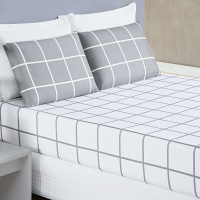 Jogo De Cama Casal Padrão 03 Peças Micropercal 200 Fios Austin - Cinza