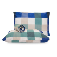 Jogo de Cama Casal Padrão Estampado Percal 160 fios 03 peças Classic - Xadrez Aqua