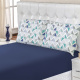 Jogo De Cama Casal Queen 03 Peças Malha Fio 30/1 Penteado Quality - Azul Geométrico
