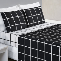 Jogo De Cama Casal Queen 04 Peças Micropercal 200 Fios Austin - Preto