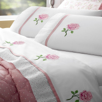 Jogo De Cama Casal Queen Tecido Misto Kit 04 Peças Athena - Rosê