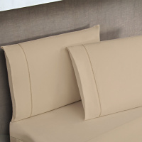 Jogo De Cama Com Ponto Palito Casal Padrão 04 Peças Tecido Misto Percal 180 Fios Elegance - Cáqui
