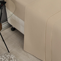 Jogo De Cama Com Ponto Palito Casal Padrão 04 Peças Tecido Misto Percal 180 Fios Elegance - Cáqui