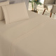 Jogo De Cama Com Ponto Palito Solteiro 03 Peças Tecido Misto Percal 180 Fios Elegance - Cáqui