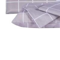 Jogo de Cama Queen Estampado Percal 160 fios 04 peças Classic - Grid Cinza