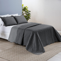 Kit Cobre Leito Dupla Face Matelado Liso Microfibra Casal Padrão 03 Peças Bouti - Cinza