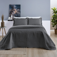 Kit Cobre Leito Dupla Face Matelado Liso Microfibra Casal Padrão 03 Peças Bouti - Cinza