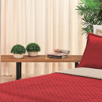 Kit Cobre Leito Dupla Face Matelado Ultrassônico Microfibra Casal Queen 03 Peças Clara - Vermelho
