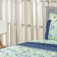 Kit Cobre Leito Matelado Estampado Casal Padrão 3 Peças Micropercal 200 Fios Naturale - Flower