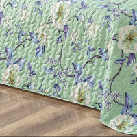Kit Cobre Leito Matelado Estampado Casal Padrão 3 Peças Micropercal 200 Fios Naturale - Flower
