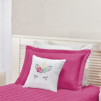 Kit Cobre Leito Matelado Solteiro 05 Peças Unicórnio - Pink