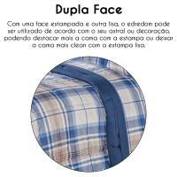 Kit Edredom Dupla Face Estampado Casal King 03 Peças Micropercal 200 Fios Naturale - Titânio