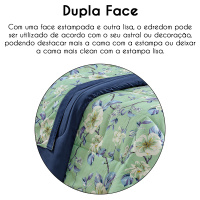 Kit Edredom Dupla Face Estampado Casal Padrão 03 Peças Micropercal 200 Fios Naturale - Flower