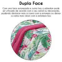 Kit Edredom Dupla Face Estampado Casal Queen 03 Peças Micropercal 200 Fios Naturale - Flamingo