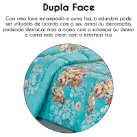 Kit Edredom Dupla Face Estampado Casal Queen 03 Peças Micropercal 200 Fios Naturale - Jasmine