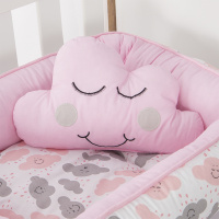 Ninho Para Bebê Redutor De Berco 02 Peças 70cm x 50cm 100% Algodão Menina Nuvem - Rosa