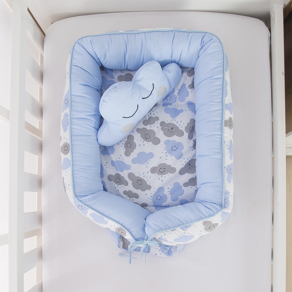 Almohadón para bebé Confecções Pingo de Gente Ninho Redutor Berço Bebê  Menino Nuvem Azul Bebê 2 Peças 