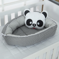 Ninho Para Bebê Redutor De Berco 02 Peças 70cm x 50cm 100% Algodão Panda - Cinza