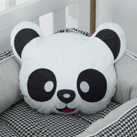 Ninho Para Bebê Redutor De Berco 02 Peças 70cm x 50cm 100% Algodão Panda - Cinza