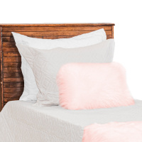 Peseira De Pelúcia Para Cama Solteiro 1,30m x 50cm Com 01 Almofada  - Rosê