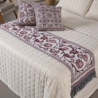 Peseira King Com Almofadas Kit 05 Peças Tecido Jacquard Grécia - Vinho