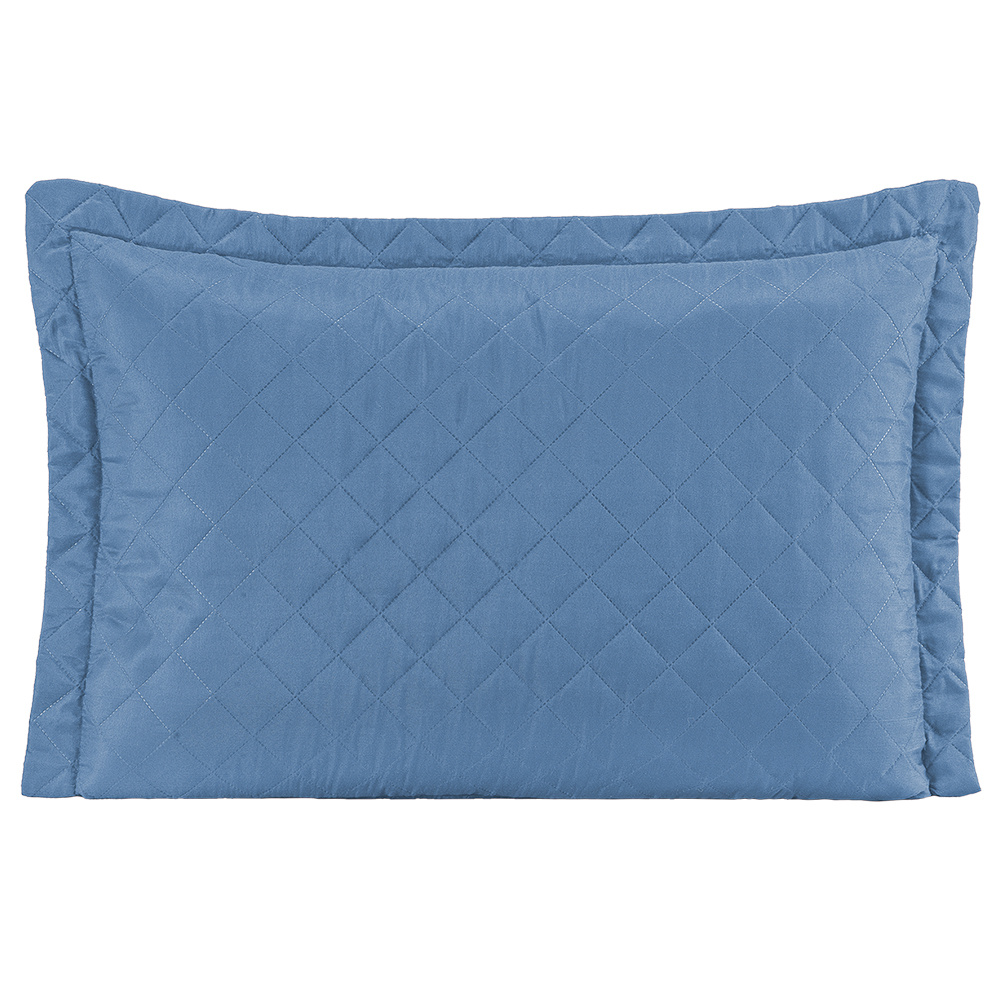 Porta Travesseiro Liso Microfibra 50cm x 70cm Matelado Ultrassônico Com Debrum - Azul Bebe