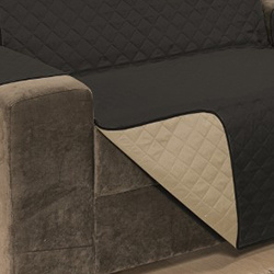 Protetor Impermeável Para Sofá De 02 Lugares Com Assento de 1,10M Dupla Face Manu - Cáqui Com Preto