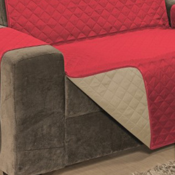 Protetor Impermeável Para Sofá De 04 Lugares King Assento de 2,40M D Face Manu - Cáqui Com Vermelho