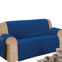 Protetor Para Sofá De 03 Lugares Com Assento De 1,30M Microfibra Matelado - Azul