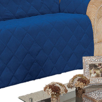 Protetor Para Sofá De 03 Lugares Com Assento De 1,90M Microfibra Matelado - Azul