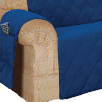 Protetor Para Sofá De 04 Lugares Com Assento De 2,20M Microfibra Matelado - Azul