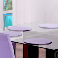 Sousplat Com Base MDF E Capas Com Elástico 35cm x 35cm Em Malha Gel Lisa Kit 04 Peças - Lilás