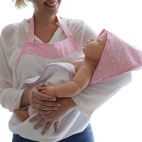Toalha De Banho Avental Bebê Forrada 100% Algodão Com Capuz  - Estrela Rosa