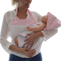 Toalha De Banho Avental Bebê Forrada 100% Algodão Com Capuz  - Poá Rosa